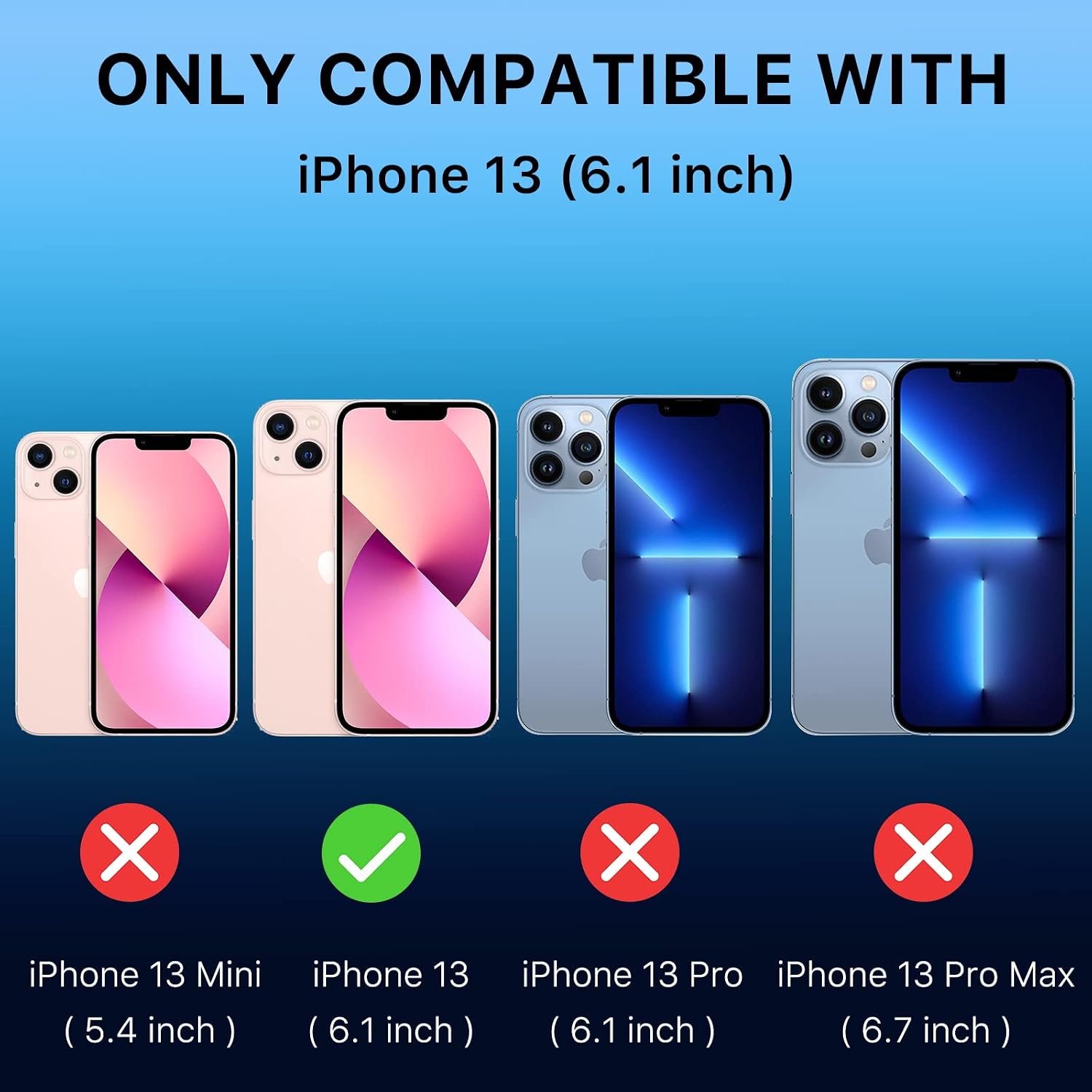 M MYBAT PRO Maverick Series Shockproof Case for iPhone 13 with Belt Clip Holster and Tempered Glass, 6.1 inch, Heavy Duty Military Grade Drop Protective Case with 360 Rotating Kickstand - Blue