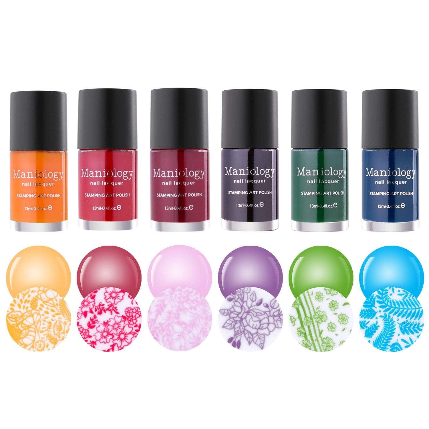 Maniology Rainbow Splash Sheer Tint Nail Art Stamping Polish Collection (Sunny Day(B271), Poppyseed(B272), Vermillion(B273), Violet Spectrum(B274), Garden Gnome(B275), Ocean Depth(B276))