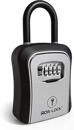 Miniatura 18 de Iron Lock ® - Caja de bloqueo de llaves portátil con grillete de cable extraíble para interiores y exteriores, impermeable, combinación de 4 dígitos