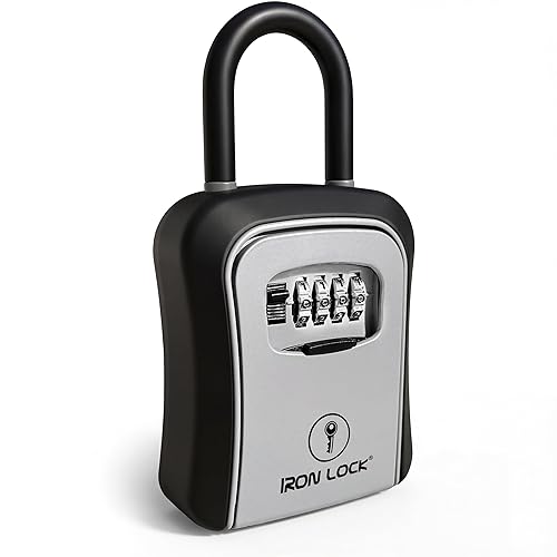 Iron Lock® Key Lock Box Portable with U-Shackle & Wall