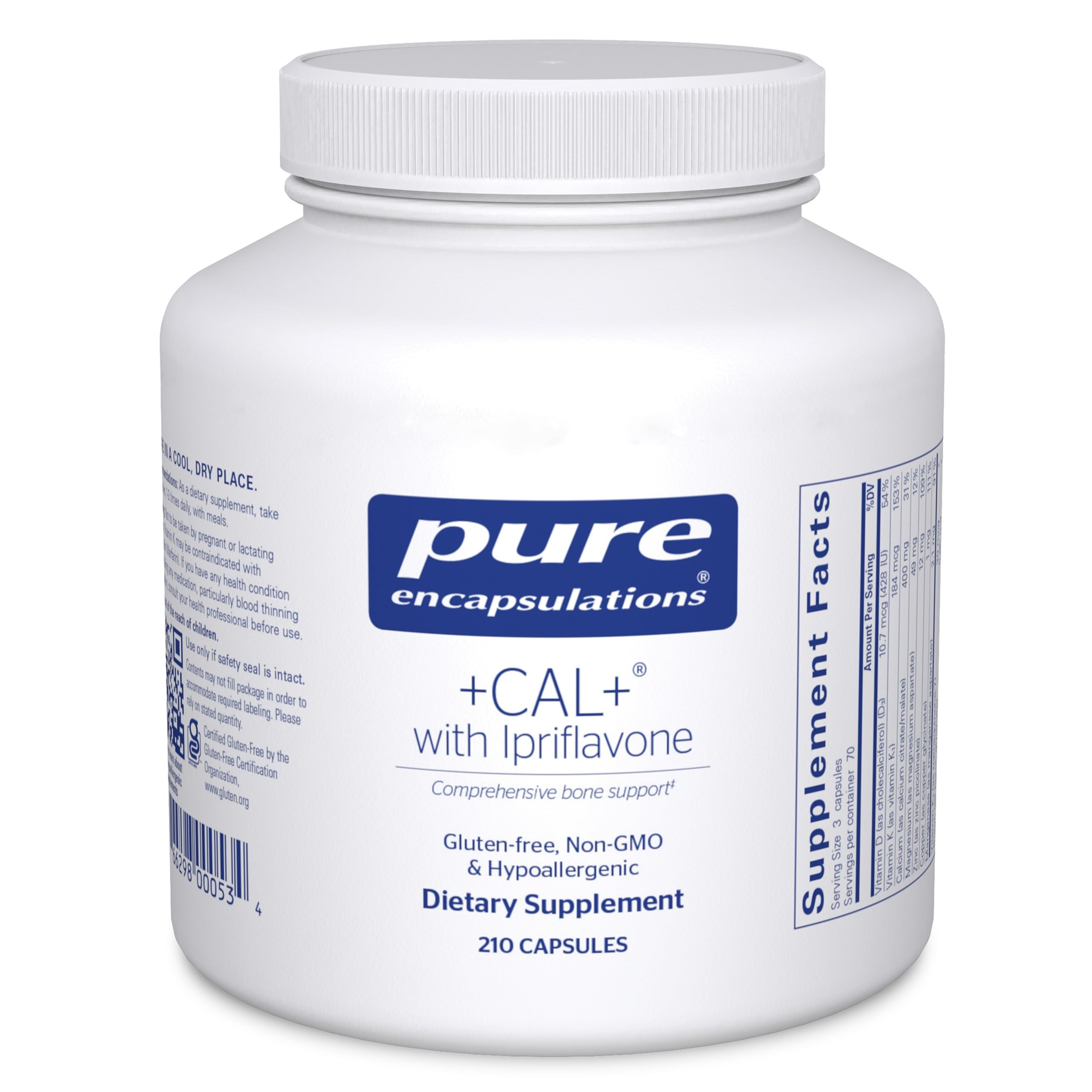 Cal+ with Ipriflavon | Mineral, Vitamin, and Herbal Supplement to Promote Skeletal Strength | 210 Capsules