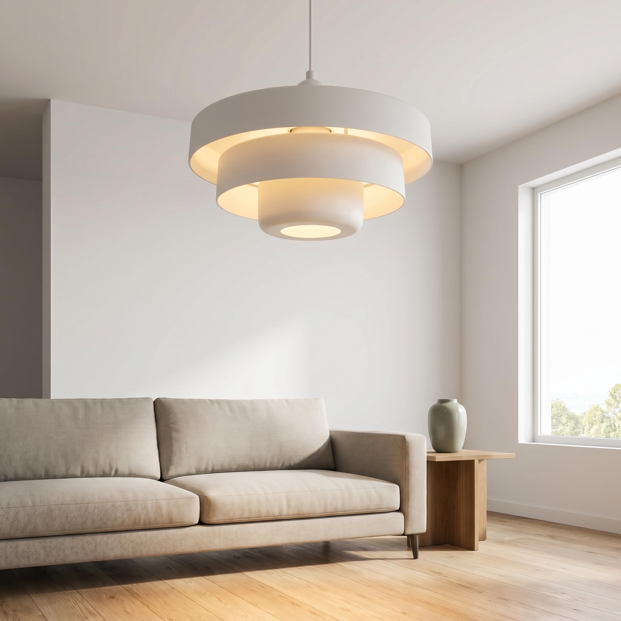 BARCELONA LED Pendelleuchte MACARRON E27 Metall | Bauhaus Minimalistisch,Indirekte Blendfreie Beleuchtung,Klassisch Vintage Modern,Zeitloser Luxus,Wohnzimmer