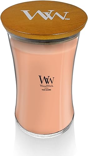 Miniatura 2 de WoodWick Yuzu Blooms - Vela grande en frasco con forma de reloj de arena, cera de mezcla de soja prémium, mecha de madera Pluswick Innovation,