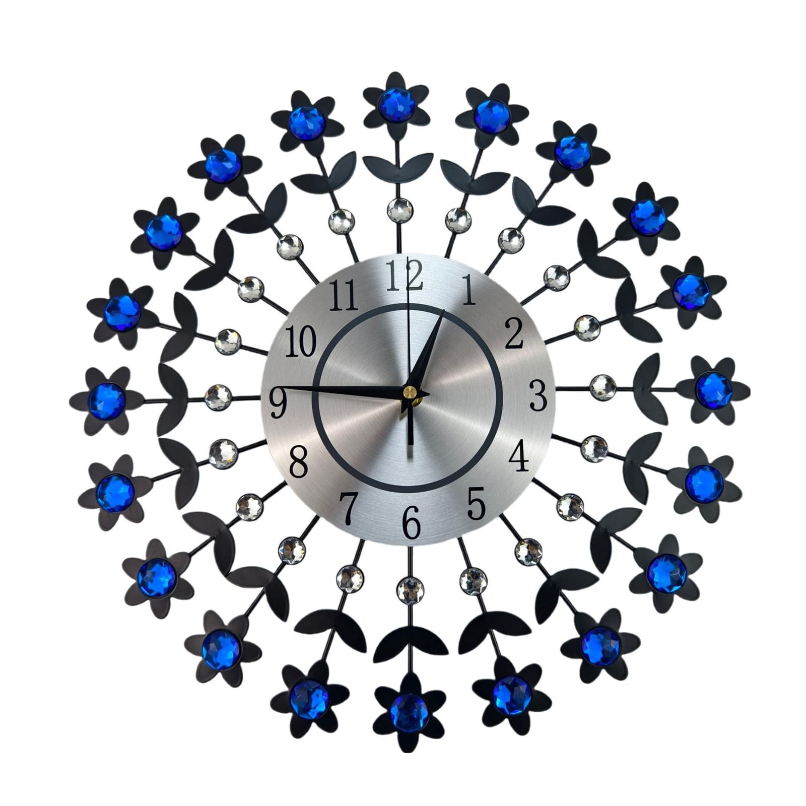 Kalttoy Crystal Flowers Wall Clock Silents None Ticking Clocks Decorative Large Modern Wall Clock for Living Room Decors Large Modern for Living Room