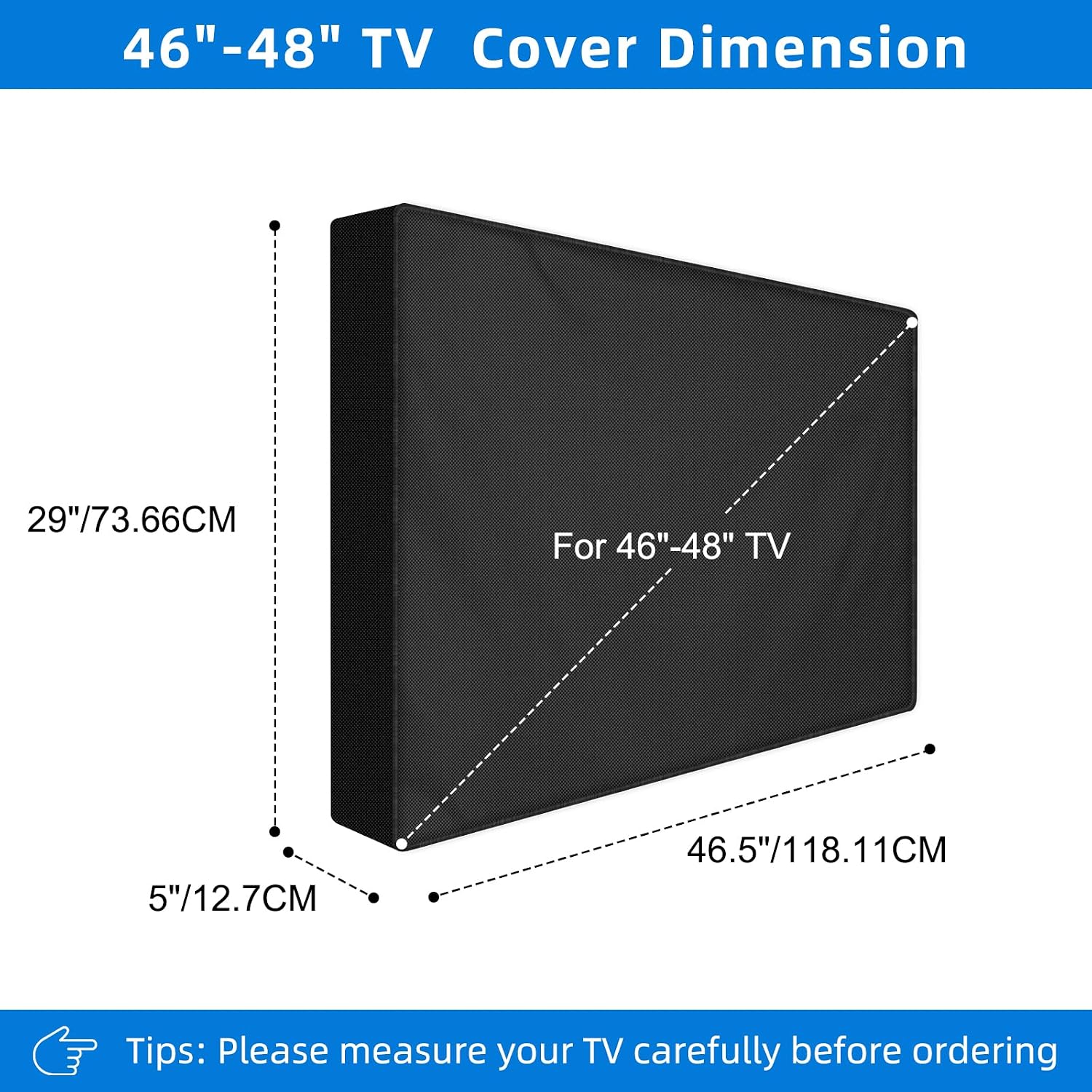 Outdoor TV Cover 46 to 48 inch Weatherproof,600D Waterproof Full Protection TV Outdoor Covers for Outside Flat Screen TV, Black, Cover Size 46.5''W x 29''H x 5"D, Fit for Standard Mounts and Stands image 2