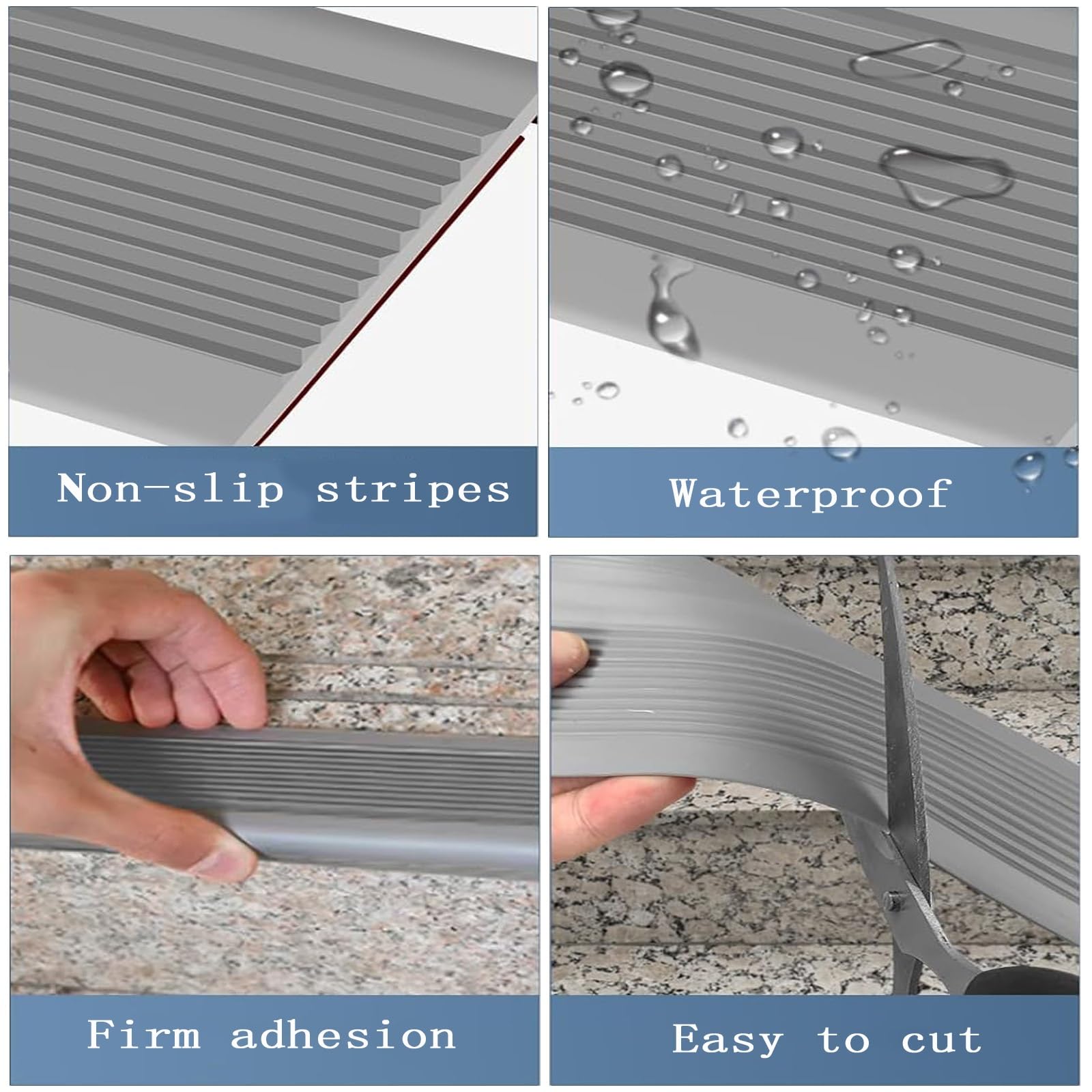 Perfil de Vinilo para escaleras, Cinta Antideslizante para peldaños de escaleras Exteriores, moldura de Borde, Tira Protectora de Esquinas de Seguridad, Tiras Protectoras para escaleras y pi
