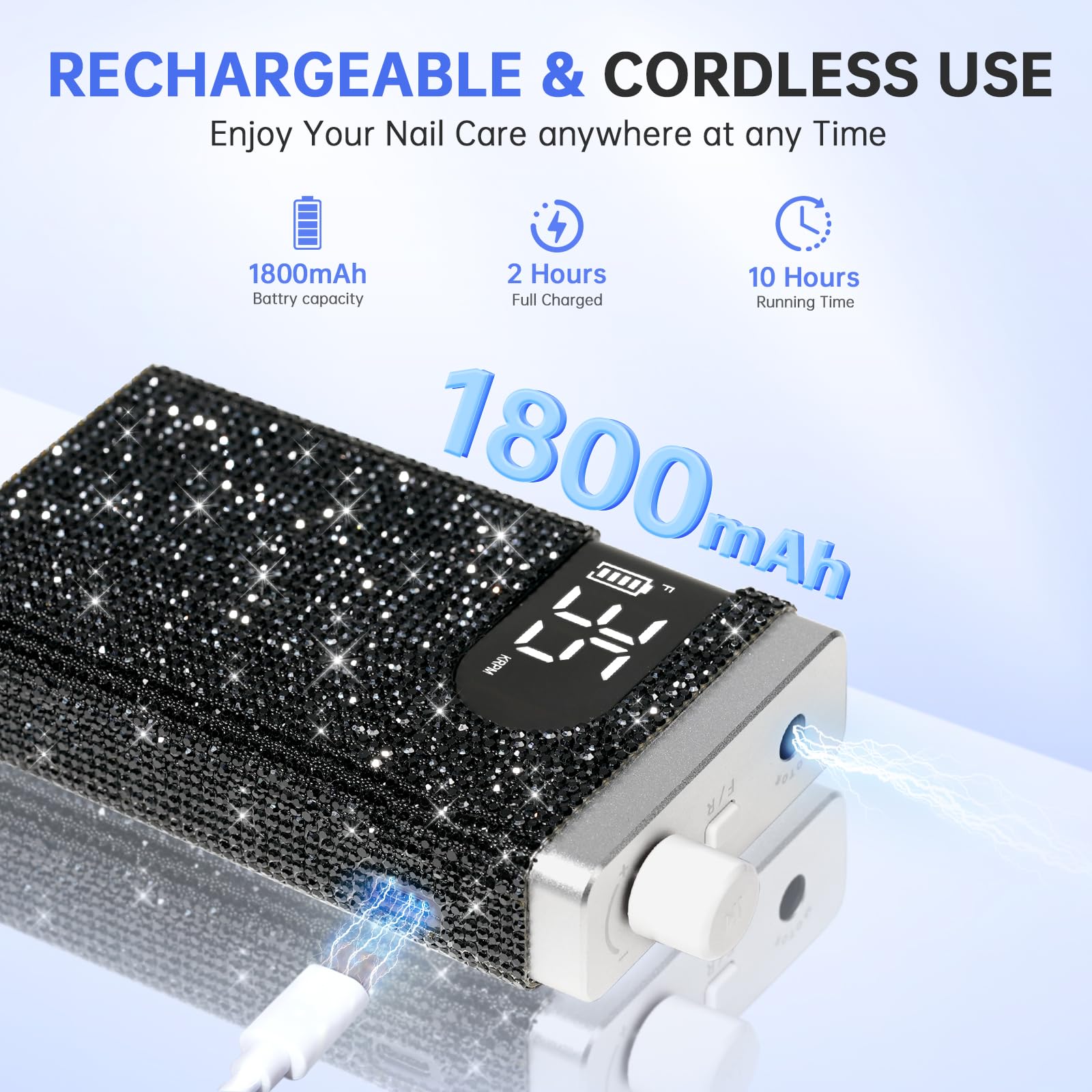 CHRISTINE SHELLY Cordless Electric Nail Drill, 35000 RPM