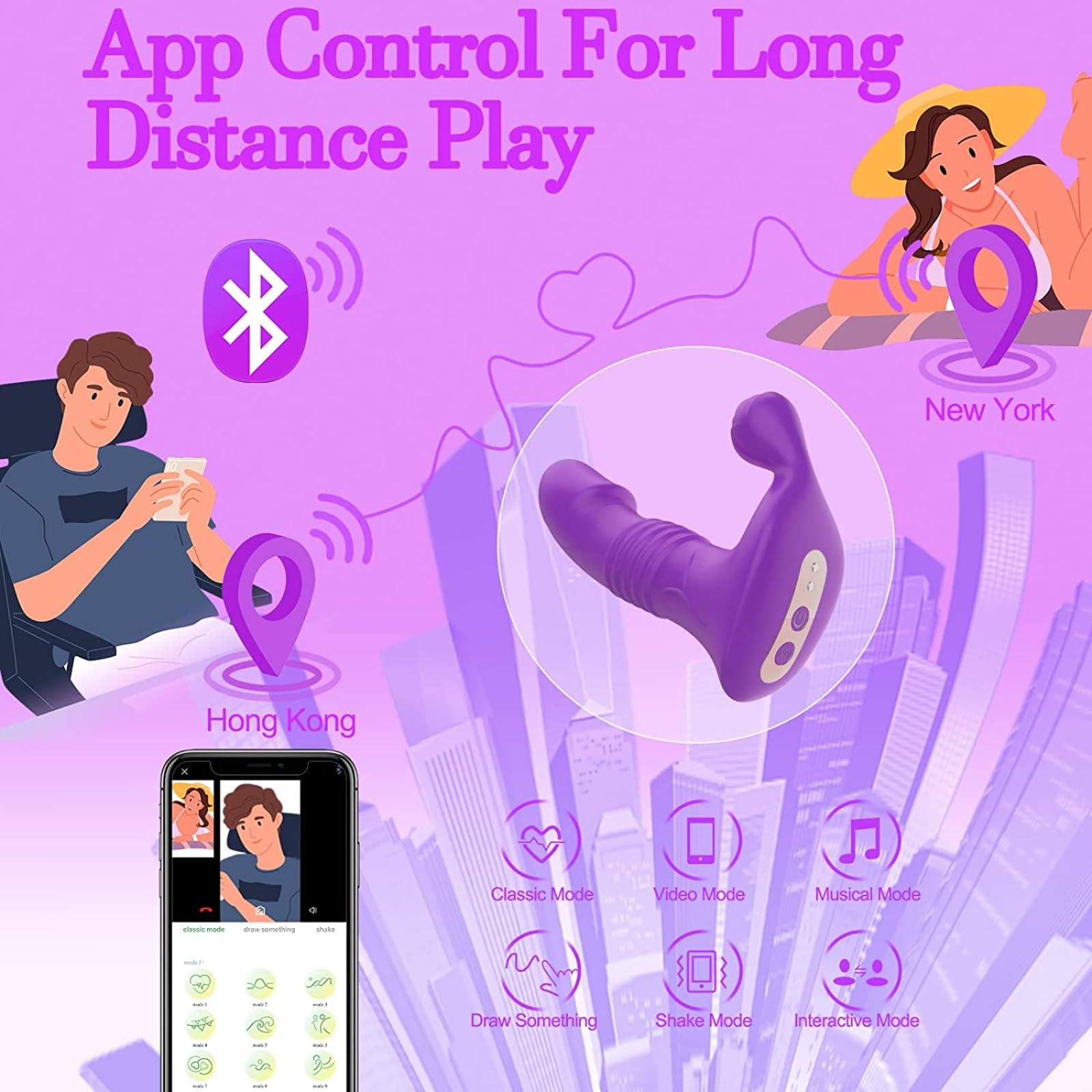 vibratore Controllo tramite app, vibratore con dildo spinto, Per Mutandine vibranti indossabili da donna, vibratore clitorideo, punto G, masturbazione, giocattolo sessuale (rosa, Cina)