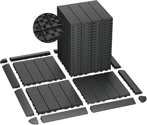 Nisorpa 44 Pack Plastic Interlocking Deck Tiles 42 sqft Waterproof