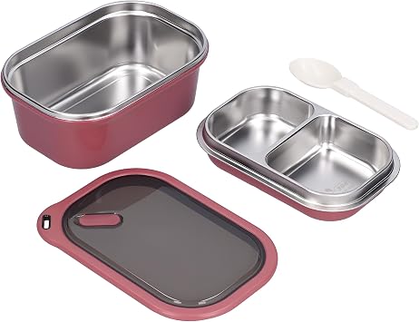 Bento Lunch Box 1200ml 2 Layers Hot Food Lunch Containers with Spoon Portable Adult Kids Lunch Box Cold and Hot Food Storage for School Office Outdoor Travel