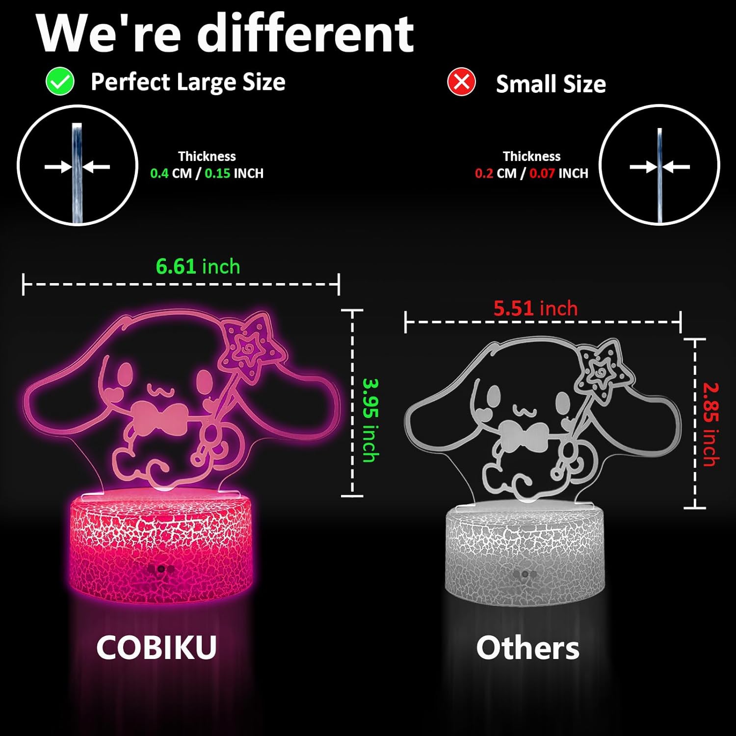 16 Colors Night Light 3D Illusion Table Lamp with Touch & Remote Control Acrylic LED Lamp Anime Led Light Cute Desk Lamp for Kids Artwork Decor Christmas Halloween Birthday Decoration Gifts