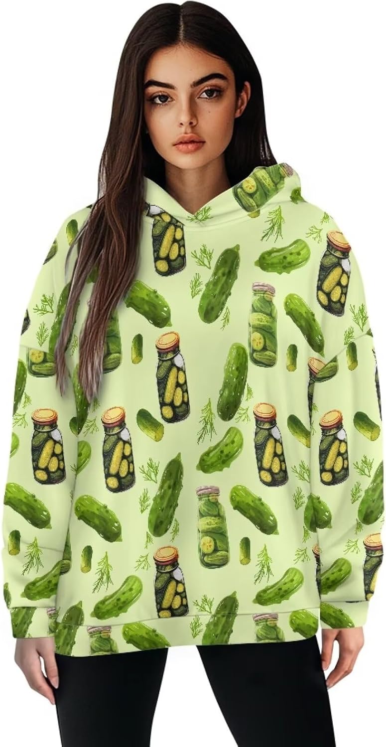 Funny Pickled Womens Hoodies Oversized Sweatshirts Casual Long Sleeve Tops Pullover Sweaters Fall Clothes for Girls