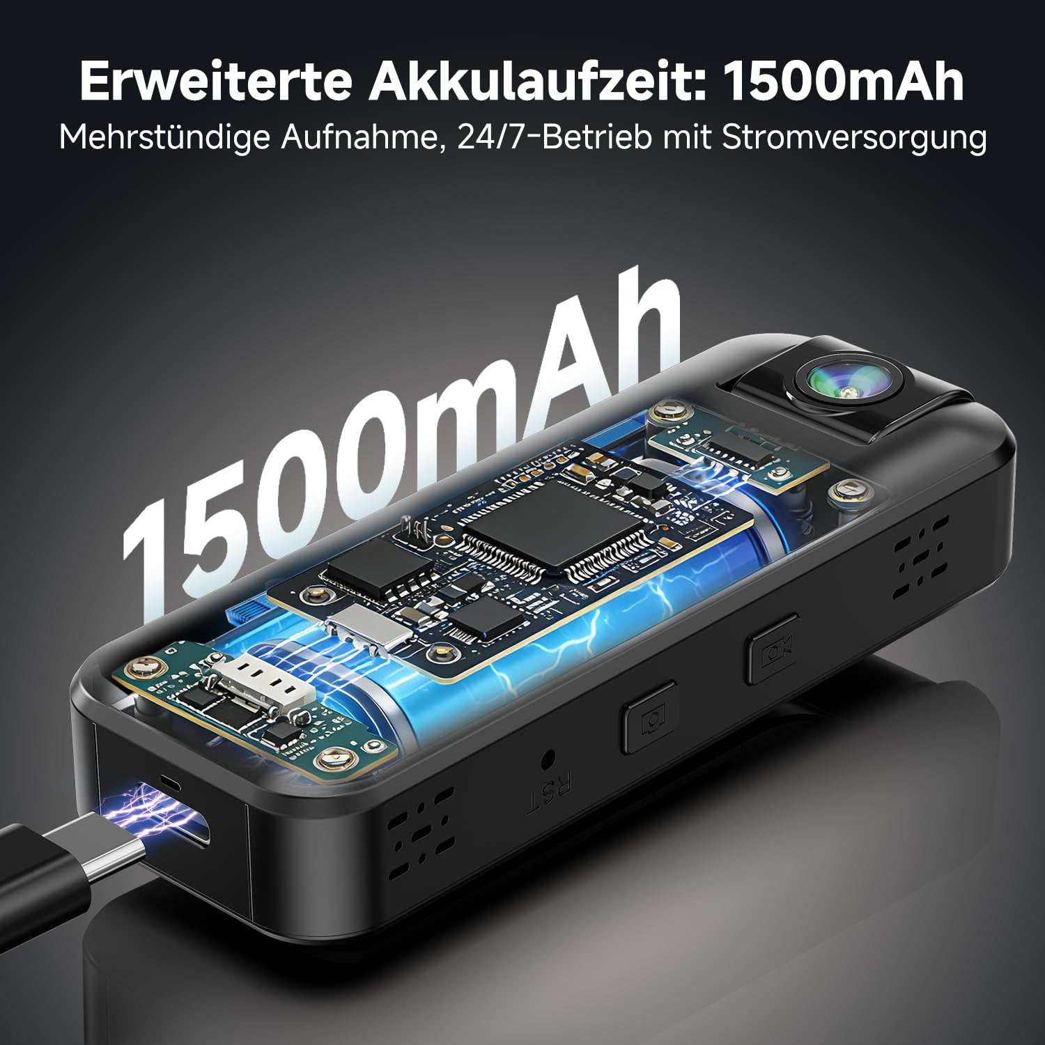 VSTARCAM 2K Bodycam Mini mit Tonaufnahme und 64GB Speicherkarte, 180° Drehobjektiv, IR Nachtsicht, 1500mAh Akku, Tragbare Körperkamera für Fahrrad, Vlogging und Meetings