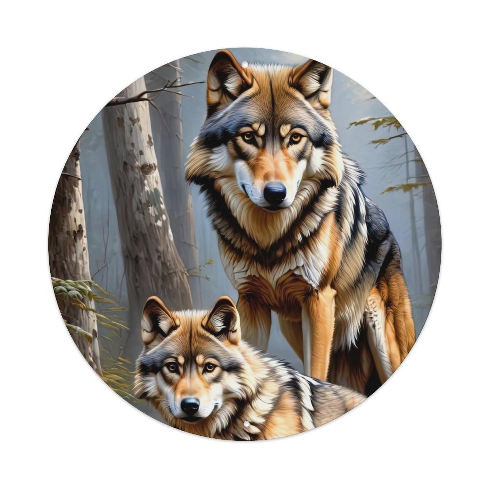 Animal The Wolf And Its Cubs Metal Tin Sign