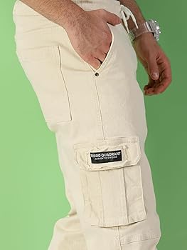 THIRD QUADRANT Loose Fit Shade Beige Multiple Pocket Premium Cargo