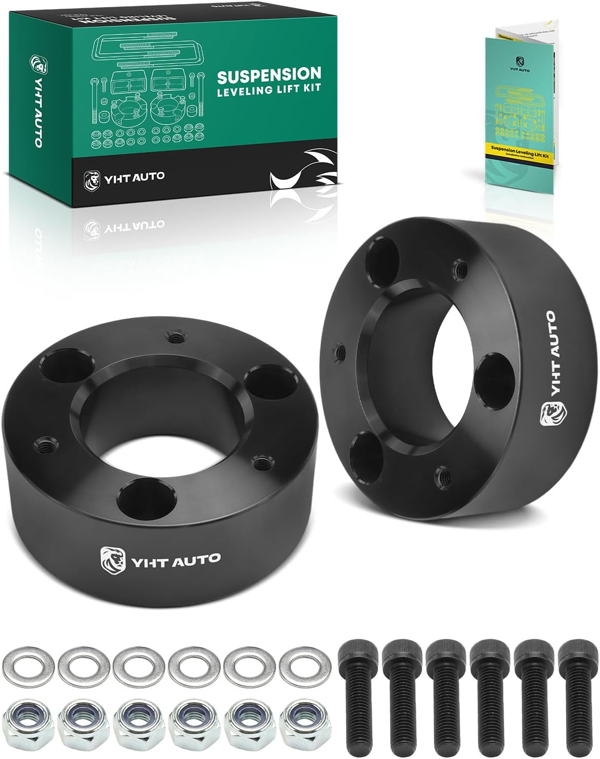 YHTAUTO 3.5 Inch Front Leveling Lift Fits 2004-2022 Nissan Titan | Not fit XD/PRO-4X Models | RWD/4WD | Aluminum Strut Spacers Raise the Front By 3.5 Inch | 2PCS Suspension Leveling Kit w/Hardware
