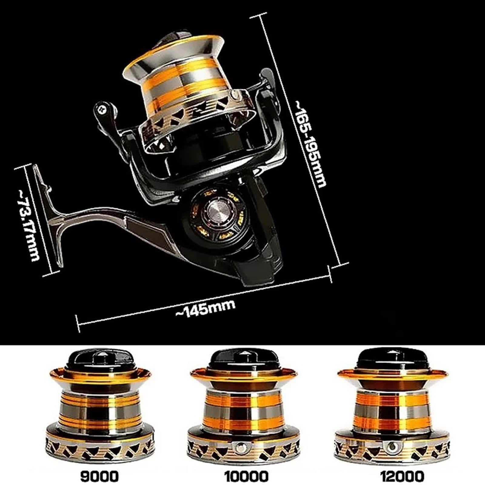 Carretes De Pesca Surfcasting Carrete Pesca Serie 9000 10000 12000 Metal Rueda Lejana Giratoria Arrastre Máximo 30 KG Tiro Largo