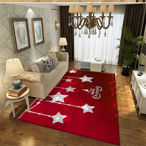 ZRCWXFP Alfombra navideña de 3 x 5 pies, diseño de estrellas de Navidad con dibujos animados para sala de estar, cocina, dormitorio y pasillo con