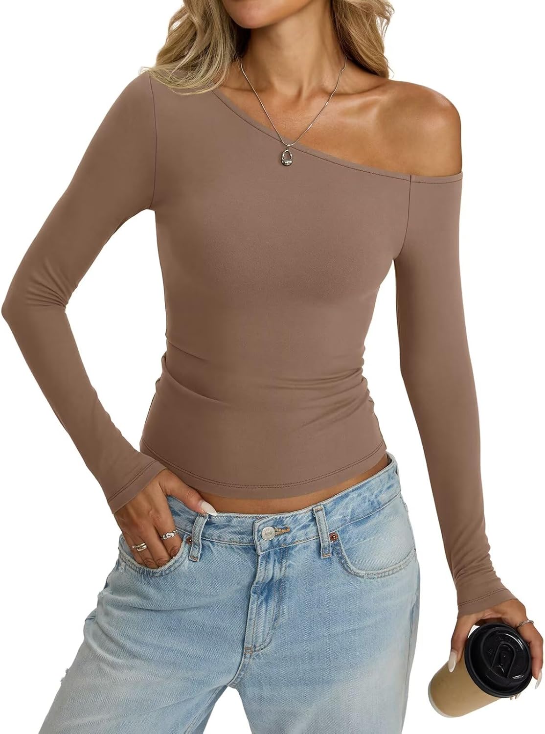 Womens Off Shoulder Tops Tight Long Sleeve Shirts Sexy Top Y2K Slim Fit Going Out Fall Fashion Clothes 2026 - Image 4
