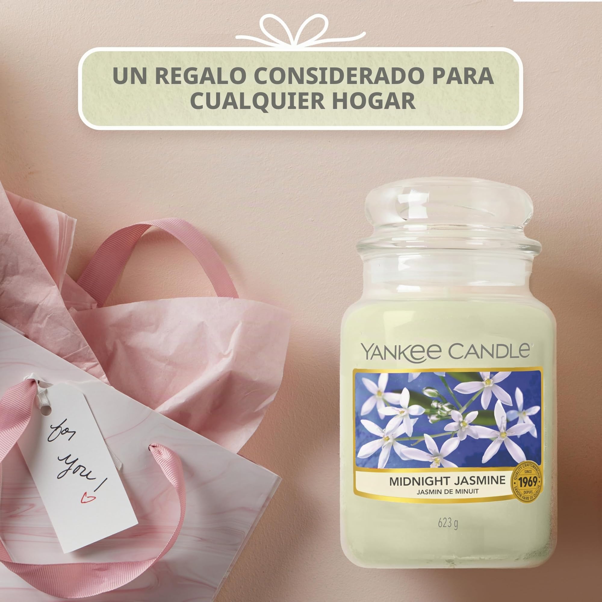 Yankee Candle Vela Aromática Midnight Jasmine Tarro Grande 150h Regalo Mujer