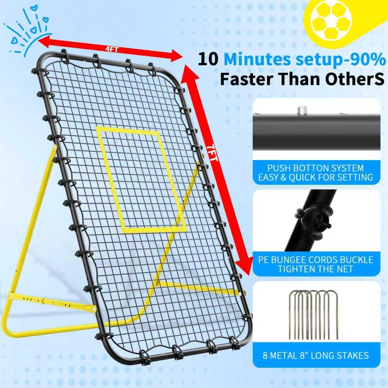 Adjustable Volleyball Rebounder Net 7x4 FT - Ultimate Training Equipment for Volleyball & Lacrosse Enhanced Bouncing System for Volleying, Bumping, and Spiking Drills