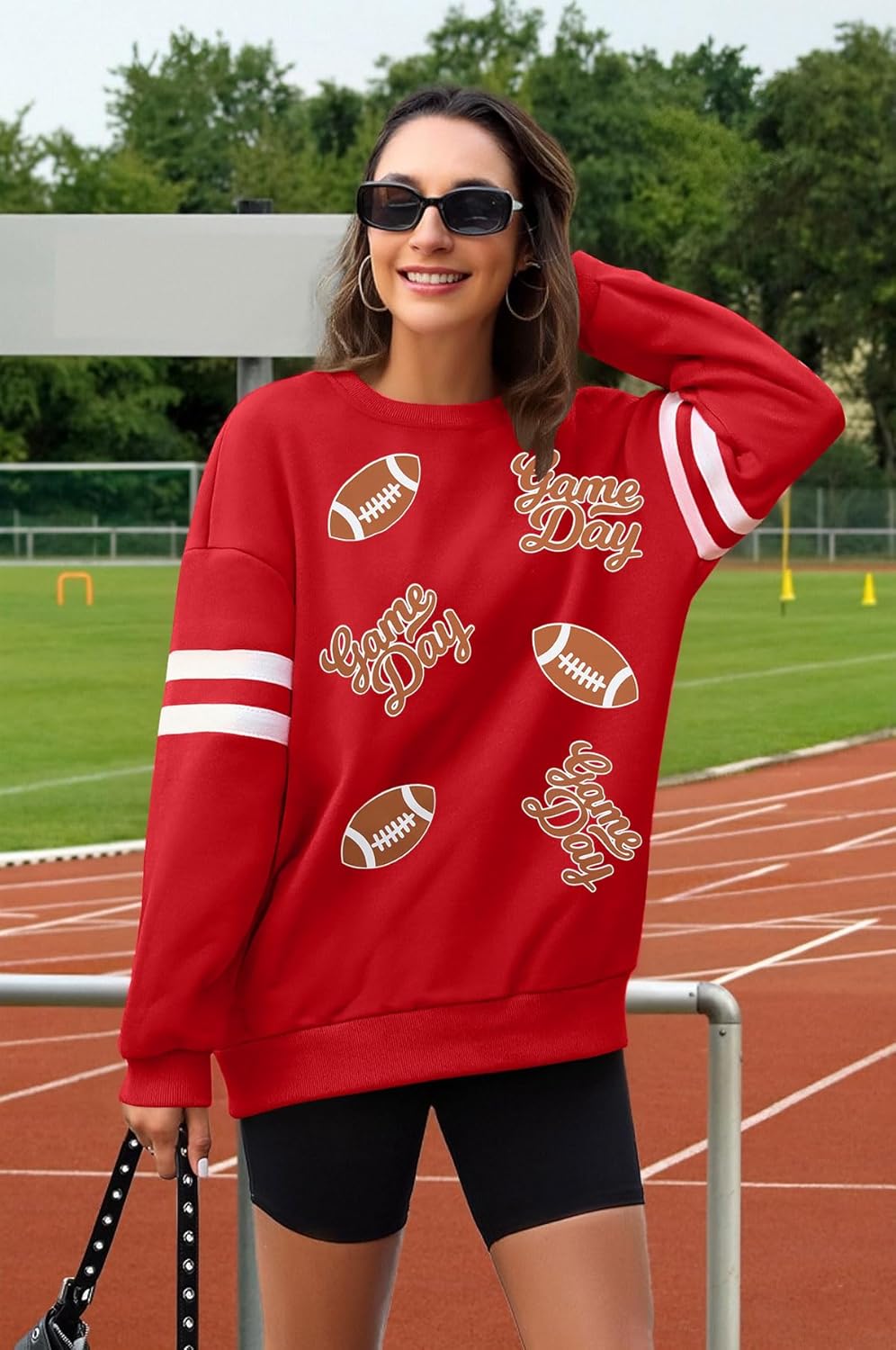 MNLYBABY Football Sweatshirts Football Mom Shirt: Women Oversized Game Day Shirt Fans Cheer Pullover Sunday Funday Tops - Image 4