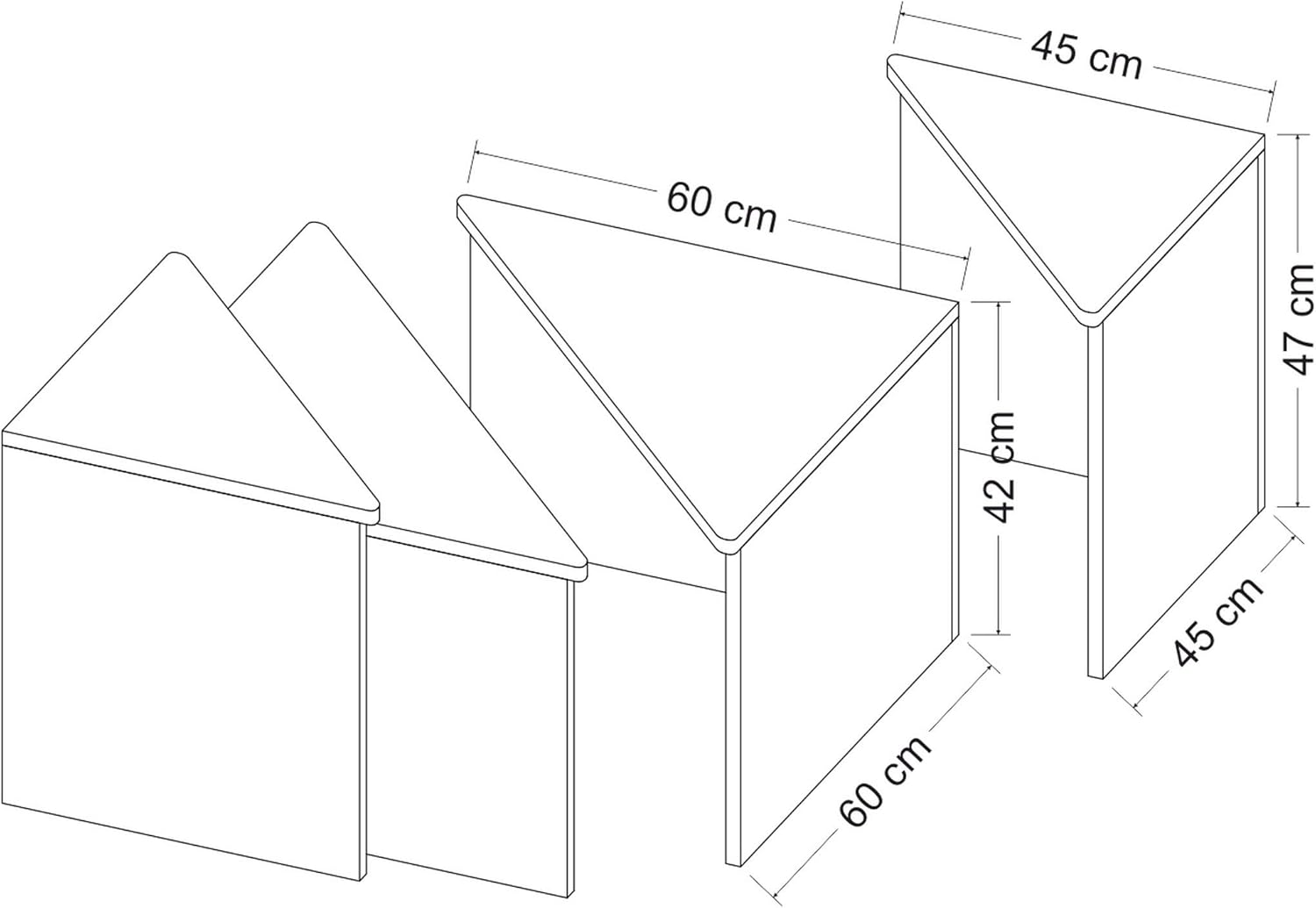 Homemania M.M.01.01.09.01938 Flora Coffee Tables Set, Black, Wood, 60 x 60 x 42 cm, 4 Pieces