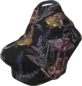 Vintage Lantern Lavender Baby Car Seat Covers Canopy Nursing Cover Breastfeeding Baby Carrier Cover Stroller Cover for Newborn Shower Gift