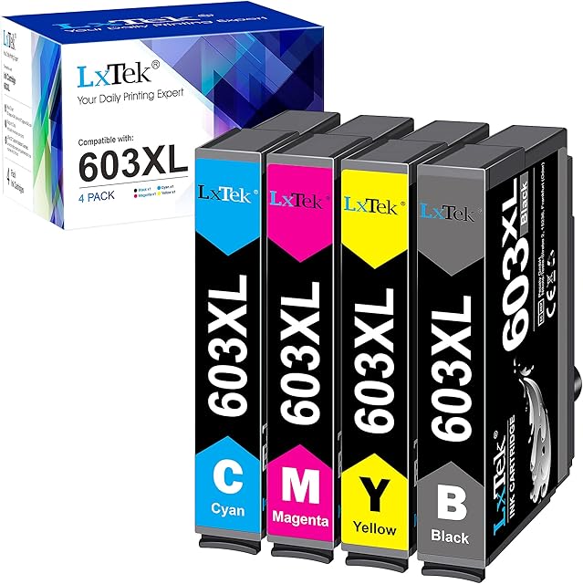 LxTek Compatible Ink Cartridge Replacement for Epson 603XL for XP-4100 XP-3100 XP-2100 XP-2105 XP-4105 XP-3105 Workforce WF-2830 WF-2850 WF-2835 WF-2810 (black cyan magenta yellow4-Pack)