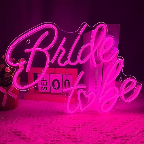 Letrero de neón con texto en inglés "Bride to be", letreros de luz de neón LED rosa, letreros de luz de boda USB para despedida de soltera,