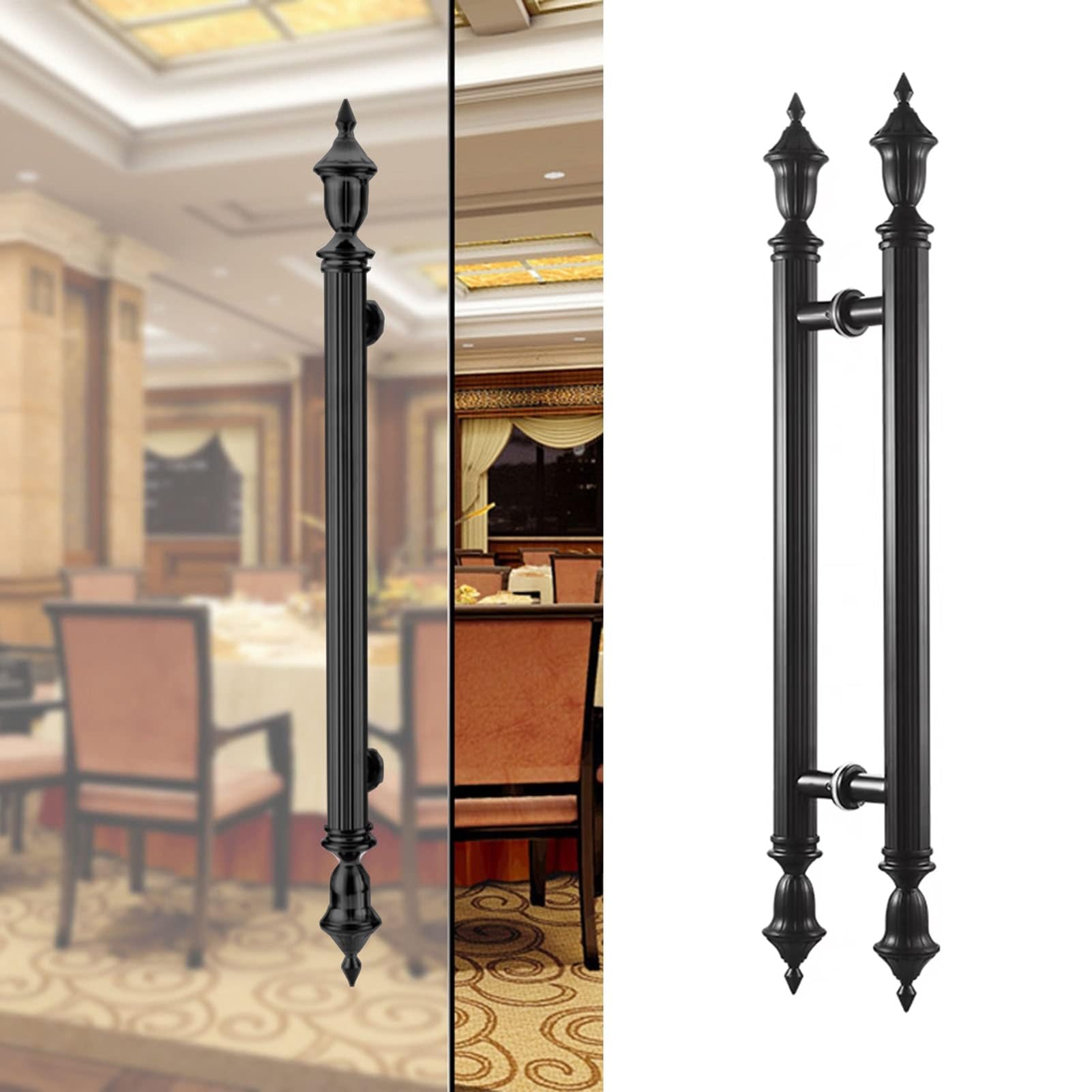 MXXQRHF Antique Double-Sided Sliding Glass Door Pull Handle, 120cm (47.25") Black Wood Handles for Home, Office, Store, Meeting Halls - Elegant Commercial Hardware