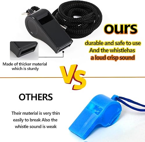 Miniatura 5 de Plume'CHJ Silbato, 2 paquetes de silbatos deportivos de plástico con cordón, silbato de sonido fuerte y nítido ideal para entrenadores, árbitros y