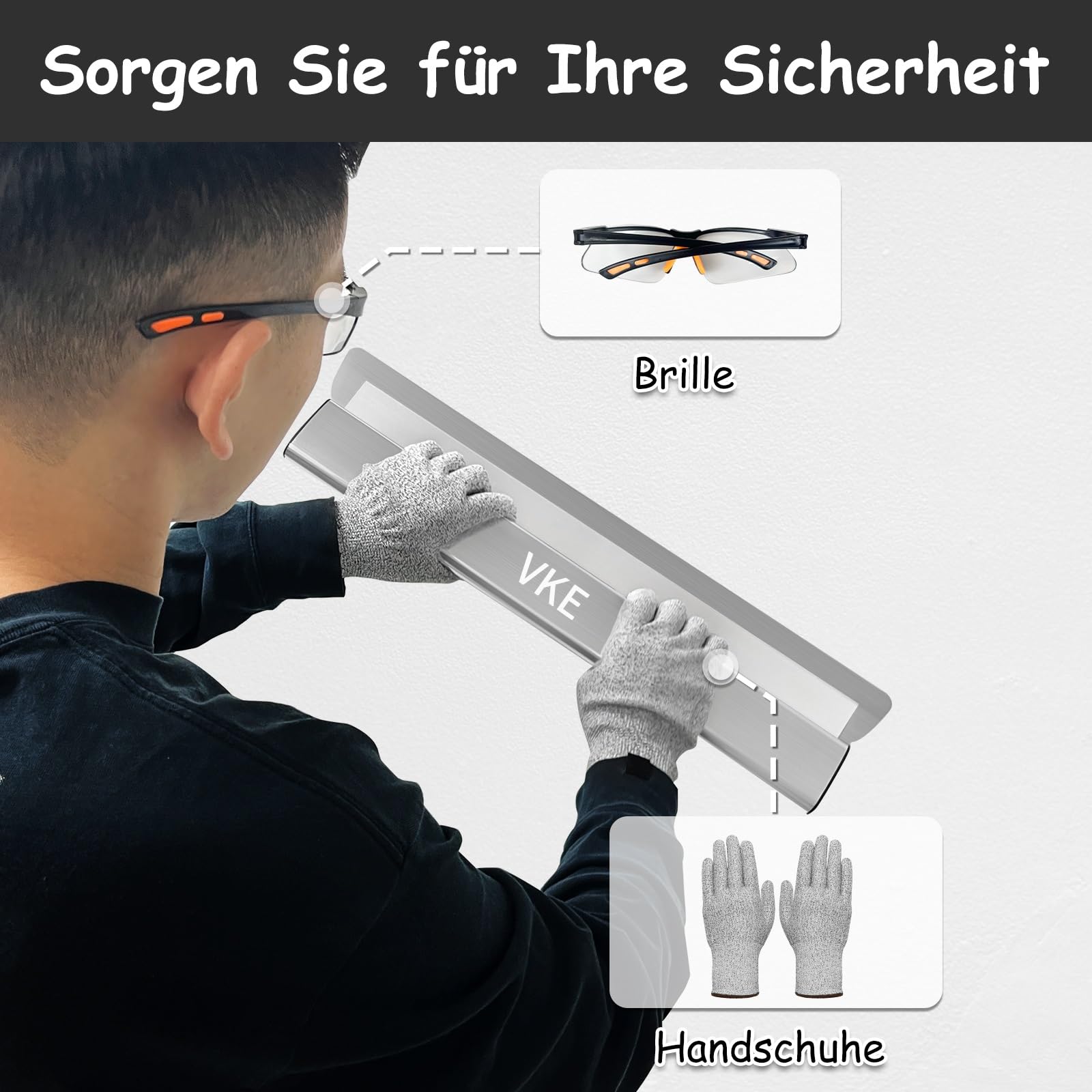 VKE Flächenspachtel,Spachtel Set 30/50/80 cm mit Austauschbaren Klingen | Griff aus Aluminiumlegierung mit 2,1 m Teleskopstange, Koffer und Walzenbürste zum Verputzen von Wänden und Decken
