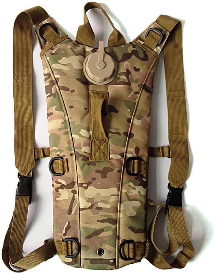 Trekking tribe Multifunction Portable Tactical Military Army Style 2.5L Water Backpack Water Bladder Bag 600D Nylon Water Resistant Water Army Bag with Drinking Tube for Hiking Climbing Riding with Small Pouches Survival Outdoor Backpack Hydration Carrier (CP Camo)