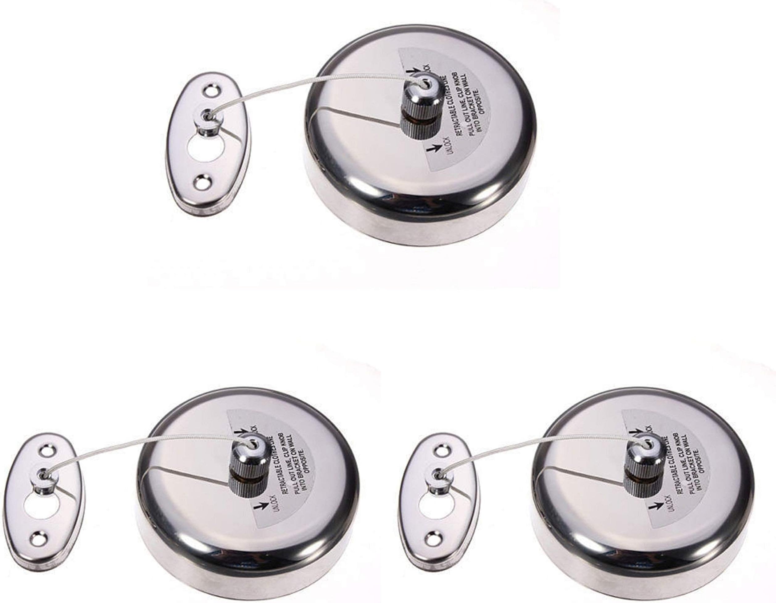 Dropware Stainless Steel Retractable and Lockable Cloths line-Set of 3