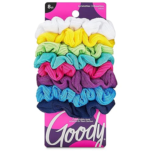 Goody Ouchless - Coleteros de jersey – 8 unidades, varios tonos de arcoíris neón, sin daños, sin abolladuras y de sujeción segura, accesorios suaves
