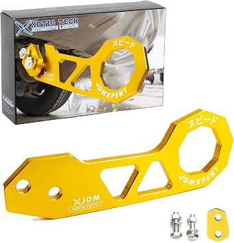 x xotic tech Auto Aluminum JDM Rear Tow Hook Kit Racing Style Trailer Towing Ring Decoration Car Accessories, Universal Fit Car, Truck, SUV, Most Vehicles Gold