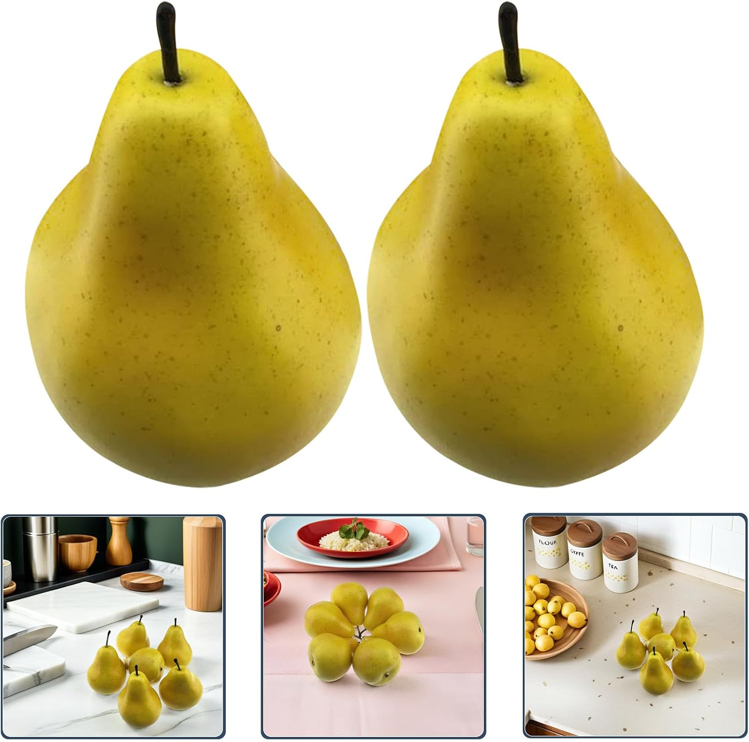 Ciieeo 6pcs Artificial Pear Decor Simulation Fruit Ornaments Lifelike Fake Pear Decorations for Home Living Room Table Photo Props