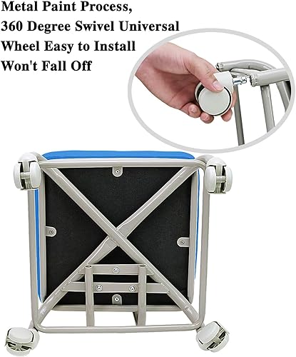 Miniatura 29 de Taburete rodante con respaldo para silla rodante, taburetes rodantes resistentes con ruedas para oficina en casa, garaje, mecánico, suelo, taller