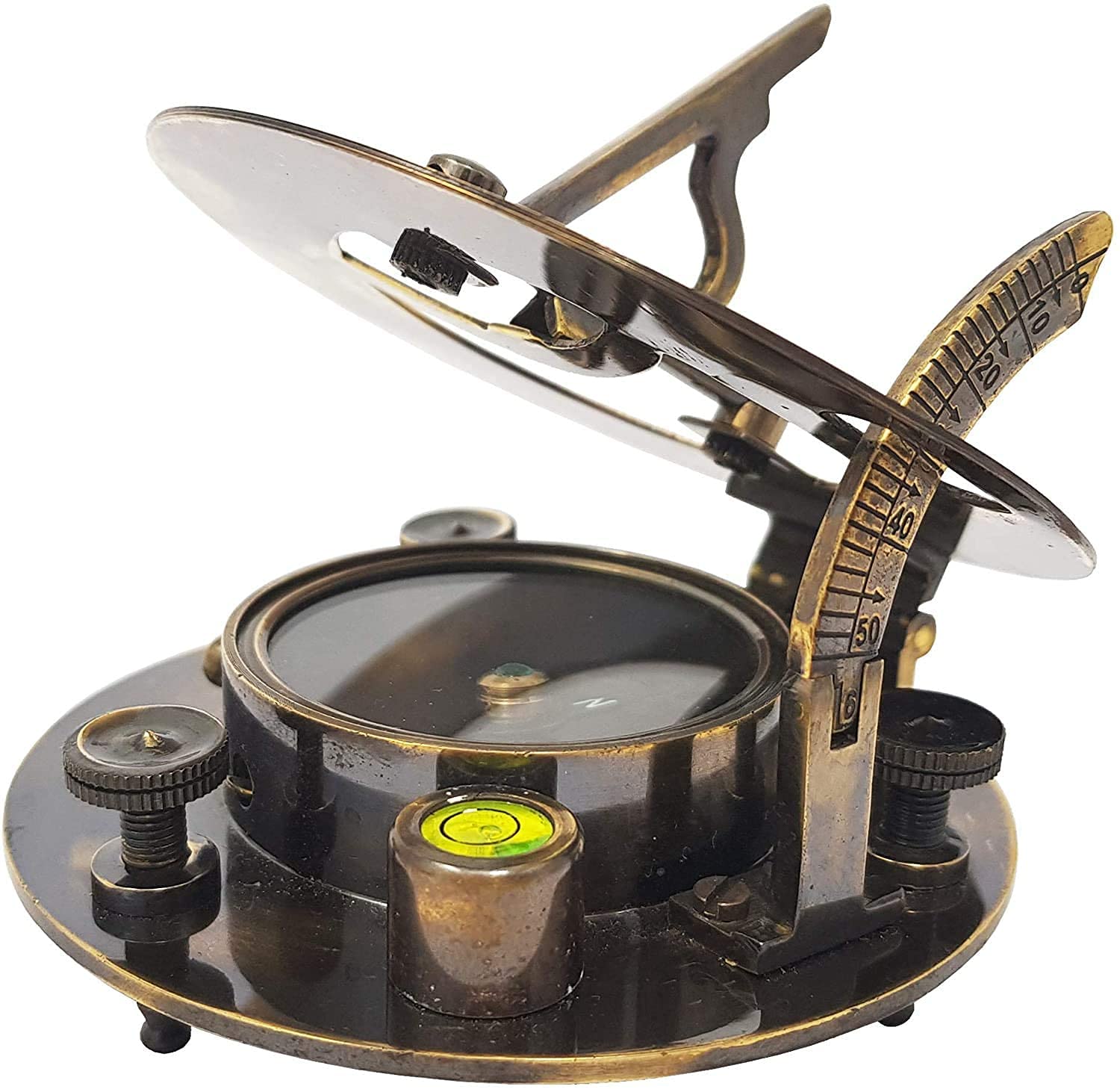 Sundial Brújula de latón – Brújula grande de 5 pulgadas en funda de cuero de grado superior calibrado de regalo vintage (grabado con caja de madera)