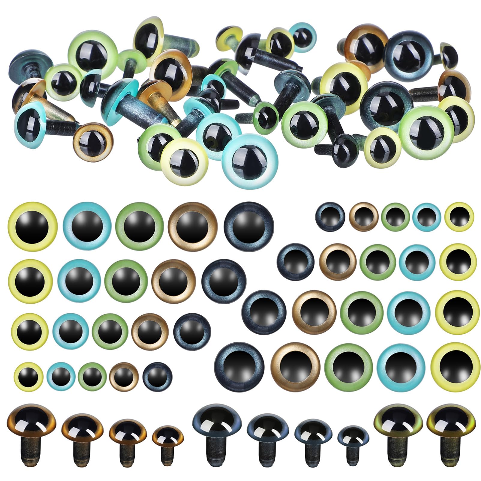 Tofficu 120 Ojos De Seguridad De Plástico con Purpurina Ojos De Animales De Peluche para Crochet Ojos De Seguridad Ojos De Animales De Peluche De Plástico Ojos De Ganchillo Artesanales De