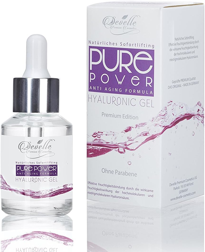 Develle Hyaluronic acid gel concentrate | Highly concentrated Super Power |Anti-Aging Hyaluronic gel 30ml glass bottle | Slightly perfumed |highly effective | Anti-wrinkle serum |Anti-aging facial IMMEDIATE FACELIFT |Hyaluronic acid concentrate gel