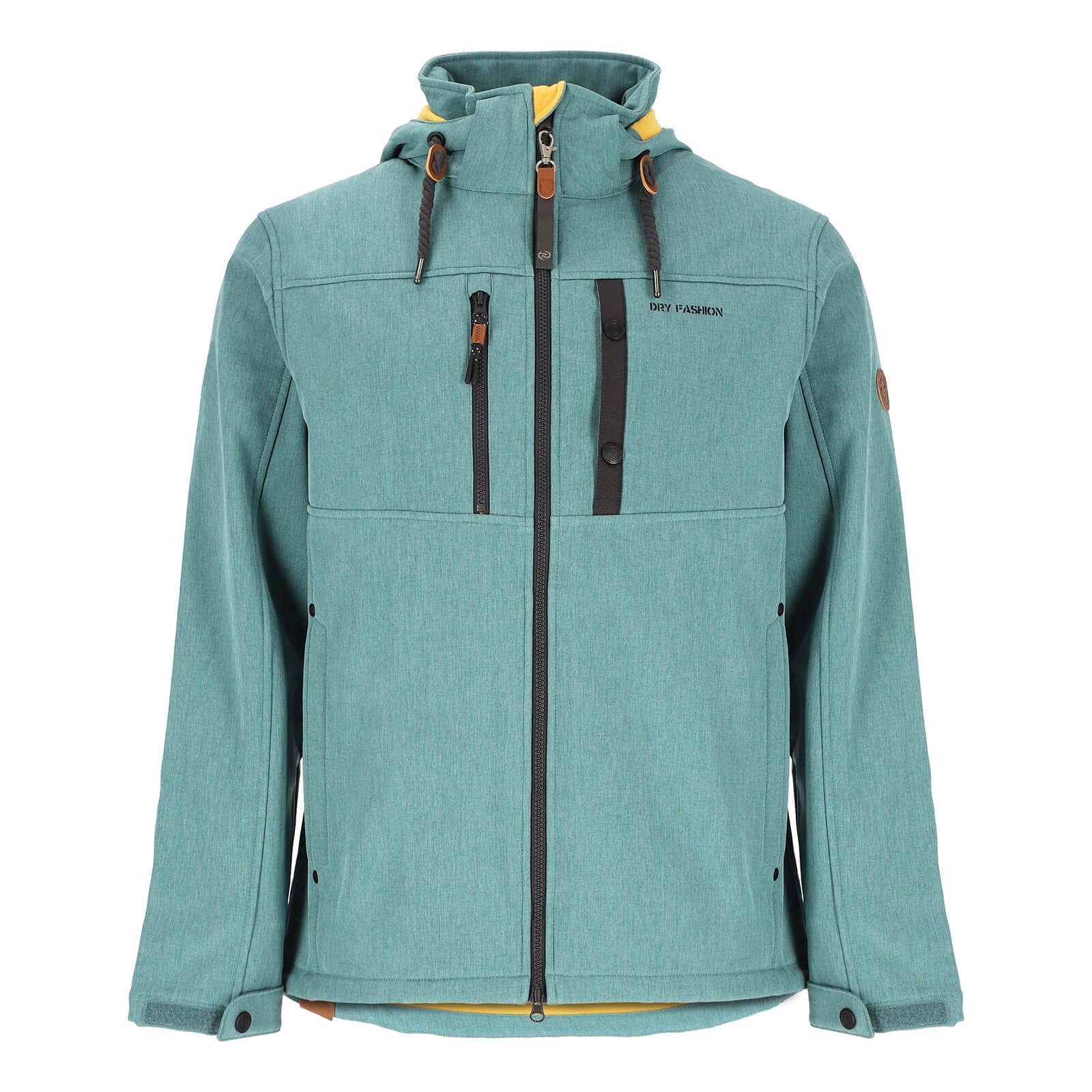 Dry Fashion Herren Softshelljacke Usedom - Jacke in Anthrazit, Größe S | Atmungsaktiv & wetterfest, 3-Lagen-Softshell, Abnehmbare Kapuze, Zwei-Wege-Reißverschluss, Saum und Armbündchen verstellbar