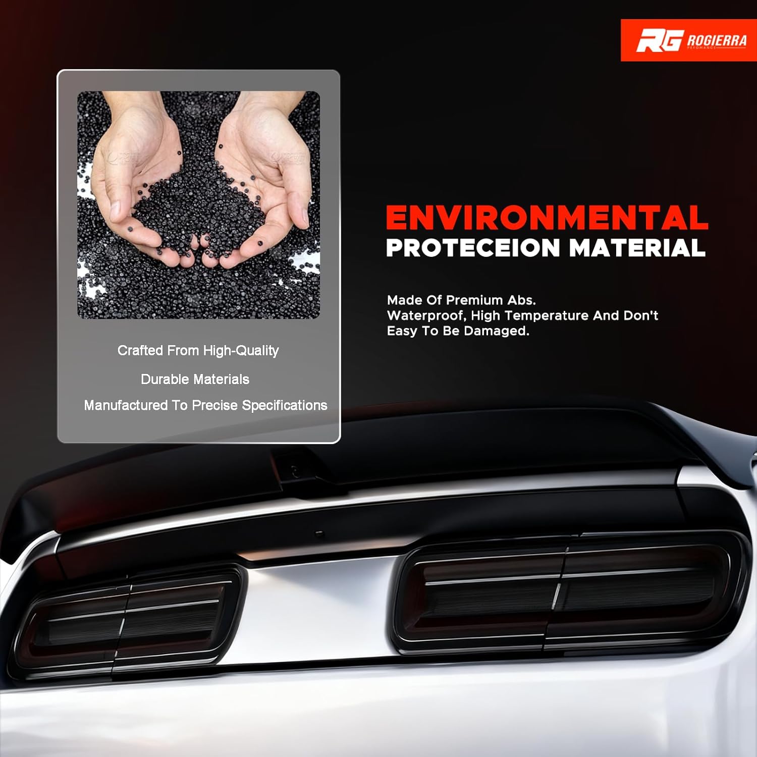 for Dodge Challenger Tail Light Covers, Smoked Rear Light Guards Trim Exterior Compatible with Dodge Challenger 2015-2023 (4Pcs)