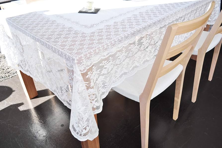 Amazon | ジャガードレース撥水テーブルクロス(ホワイト) 5818-220-WH