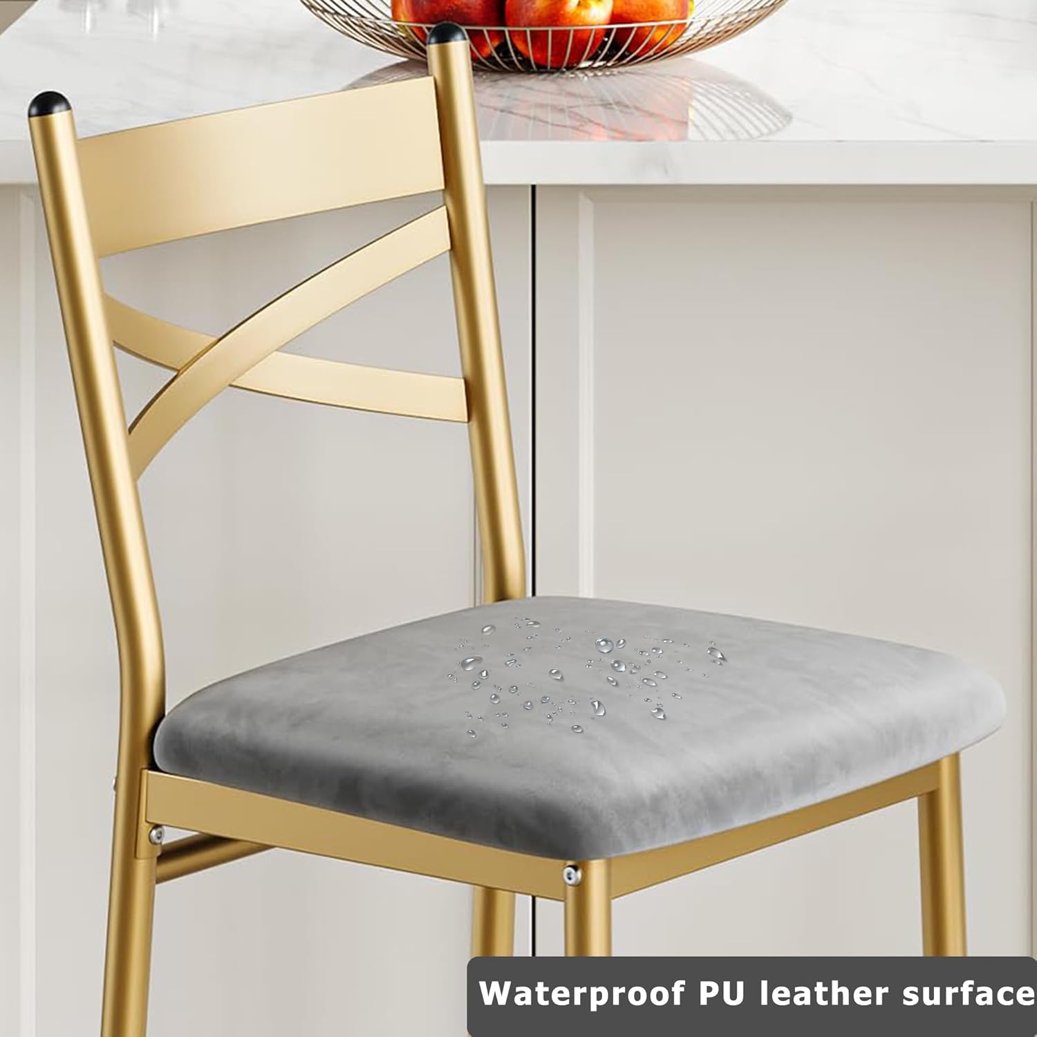 GAOMON Bar Stools Set of 2, Kitchen Barstools with Footrest and Back, PU Leather Counter Height Bar Stools with Footrest, Bar Charis with Back for Kitchen Island, Apartment, Counter Bar