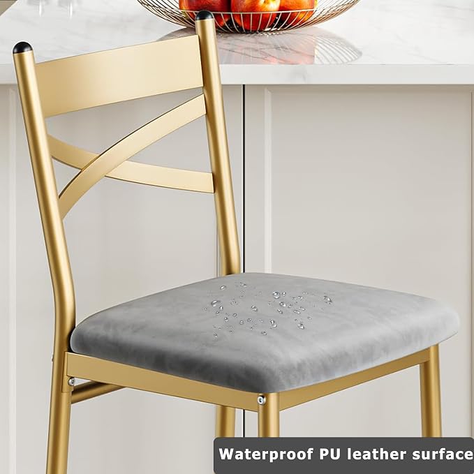 Butaco metálico con respaldo y asiento acolchonado dorado miniatura 5