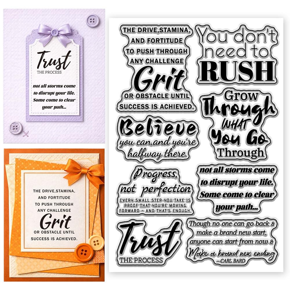 Timbri trasparenti in silicone con motivo a frasi ispiratrici, timbro sigillo trasparente per fai da te, scrapbooking e creazione di biglietti, decorazioni artigianali con carta, 16 x 10,9