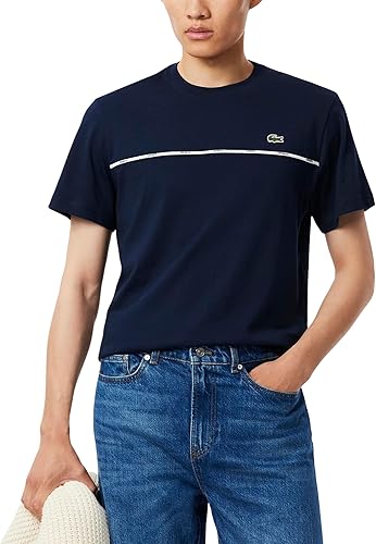 Lacoste Men's Crew Neck Short Sleeve Regular Fit Stiped T-Shirt