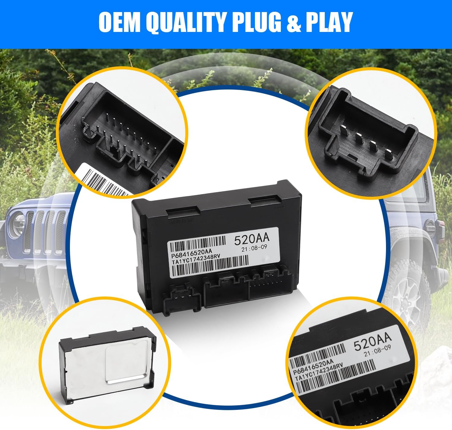 68416520AA Transfer Case Control Module Compatible with Wran-gler 4WD 2018-2020 TCM Module Compatible with Gla-diator 4WD 2020 TCCM Module Replaces OE# P68416520AA 68409906 68409906AB